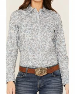 Roper Women's Paisley Print Western Snap Shirt Blue 9 Roper Women's Paisley Print Western Snap Shirt Blue -Roper Shop 2000366840 400 P3