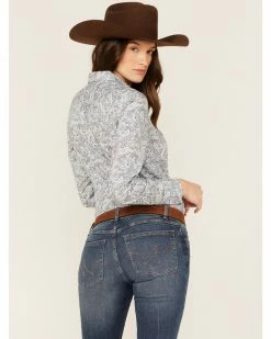 Roper Women's Paisley Print Western Snap Shirt Blue 10 Roper Women's Paisley Print Western Snap Shirt Blue -Roper Shop 2000366840 400 P4