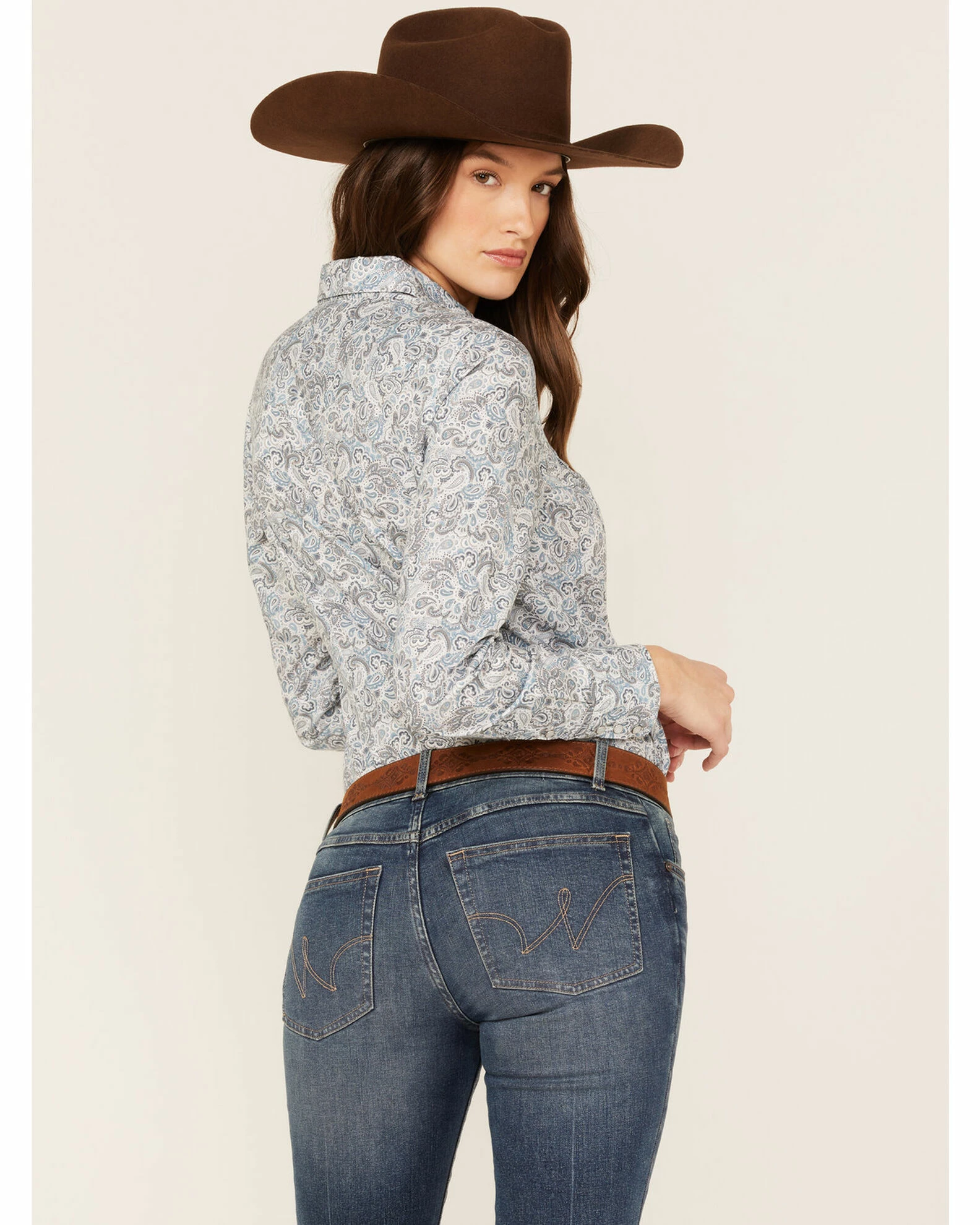 Roper Women's Paisley Print Western Snap Shirt Blue 6 Roper Women's Paisley Print Western Snap Shirt Blue - Image 4