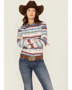 Roper Women's Southwestern Print Long Sleeve Snap Western Shirt Multi