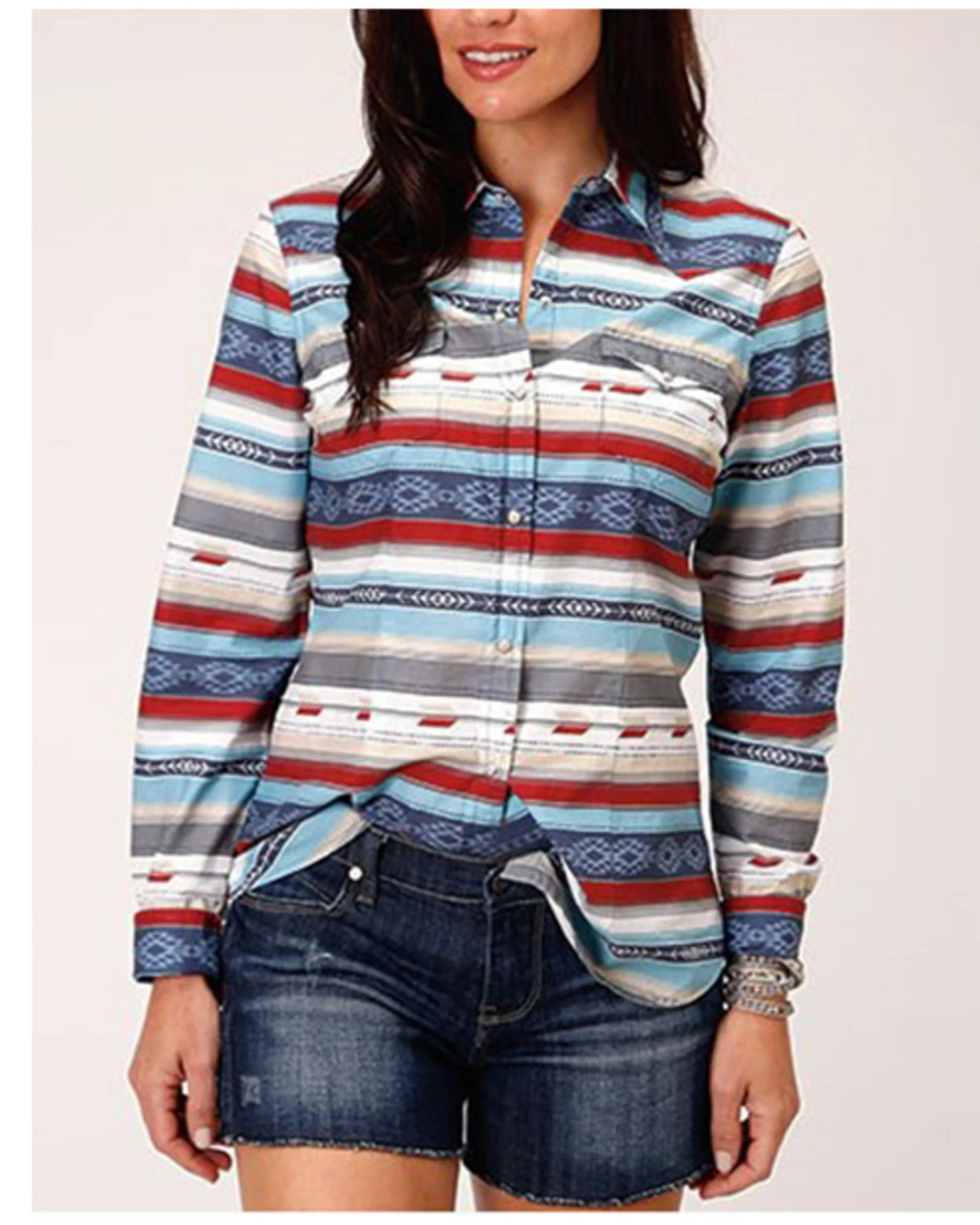 Roper Women's Southwestern Print Long Sleeve Snap Western Shirt - Plus Multi 5 Roper Women's Southwestern Print Long Sleeve Snap Western Shirt - Plus Multi - Image 3