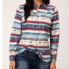 Roper Women's Southwestern Print Long Sleeve Snap Western Shirt - Plus Multi