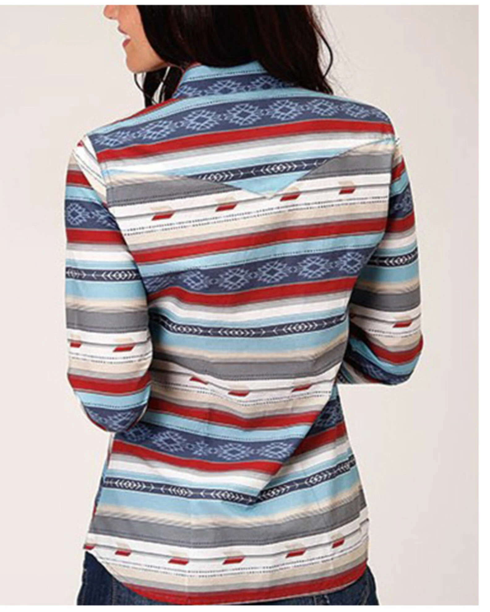 Roper Women's Southwestern Print Long Sleeve Snap Western Shirt - Plus Multi 4 Roper Women's Southwestern Print Long Sleeve Snap Western Shirt - Plus Multi - Image 2