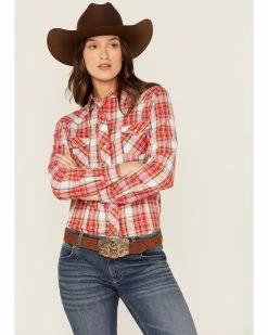 Roper Women's Plaid Print Long Sleeve Western Snap Shirt Orange 11 Roper Women's Plaid Print Long Sleeve Western Snap Shirt Orange -Roper Shop 2000366843 800 P1 1