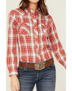 Roper Women's Plaid Print Long Sleeve Western Snap Shirt Orange 9 Roper Women's Plaid Print Long Sleeve Western Snap Shirt Orange -Roper Shop 2000366843 800 P3