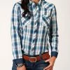 Roper Women's Plaid Print Long Sleeve Snap Western Shirt - Plus Blue 2 Roper Women's Plaid Print Long Sleeve Snap Western Shirt - Plus Blue -Roper Shop 2000366846 400 P1