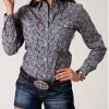 Roper Women's Paisley Print Long Sleeve Button-Down Western Shirt - Plus -Roper Shop 2000366848 646 P1