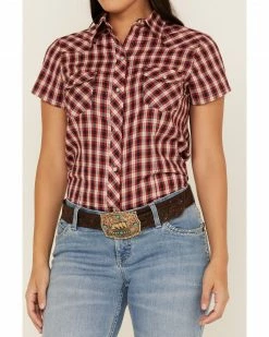 Roper Women's Plaid Print Short Sleeve Snap Western Shirt Red 9 Roper Women's Plaid Print Short Sleeve Snap Western Shirt Red -Roper Shop 2000366849 600 P3