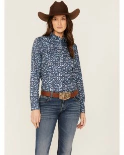 Roper Women's Southwestern Print Western Snap Shirt Blue -Roper Shop 2000366854 400 P1 1