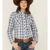 Roper Women's Plaid Print Western Shirt Blue 2 Roper Women's Plaid Print Western Shirt Blue -Roper Shop 2000366856 400 P1