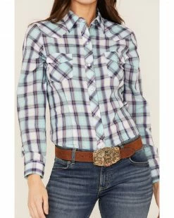 Roper Women's Plaid Print Western Shirt Blue 9 Roper Women's Plaid Print Western Shirt Blue -Roper Shop 2000366856 400 P3
