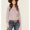 Roper Women's Plaid Print Long Sleeve Snap Western Shirt Multi