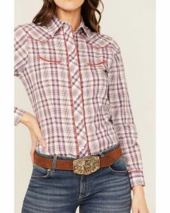 Roper Women's Plaid Print Long Sleeve Snap Western Shirt Multi -Roper Shop 2000366857 900 P3