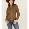 Roper Women's Floral Geo Print Western Snap Shirt Brown -Roper Shop 2000366859 200 P1