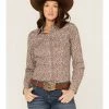 Roper Women's Floral Chambray Western Snap Shirt Brown 1 Roper Women's Floral Chambray Western Snap Shirt Brown -Roper Shop 2000366860 200 P1