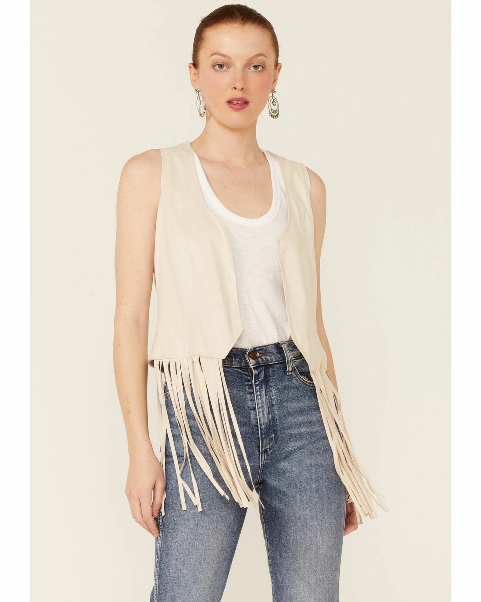 Roper Women's White Faux Suede Fringe Vest 3 Roper Women's White Faux Suede Fringe Vest
