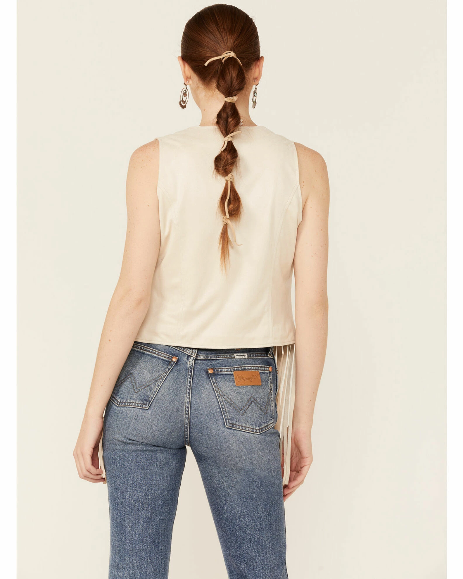 Roper Women's White Faux Suede Fringe Vest 5 Roper Women's White Faux Suede Fringe Vest - Image 3