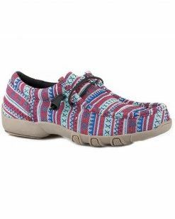 Roper Women's Chillin' Southwestern Print Casual Shoes - Moc Toe Blue