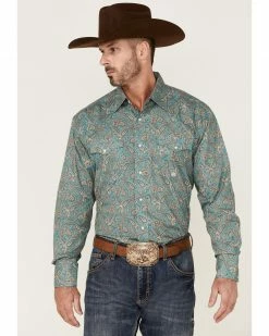 Roper Men's Saddle Paisley Print Long Sleeve Snap Western Shirt