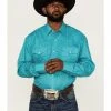 Roper Men's Amarillo Saddle Foulard Geo Print Long Sleeve Snap Western Shirt  Turquoise -Roper Shop 2000370621 440 P1