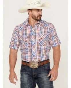 Roper Men's Red White & Blue Large Plaid Short Sleeve Snap Western Shirt  -Roper Shop 2000370626 600 P1 1