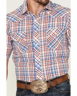 Roper Men's Red White & Blue Large Plaid Short Sleeve Snap Western Shirt  -Roper Shop 2000370626 600 P3