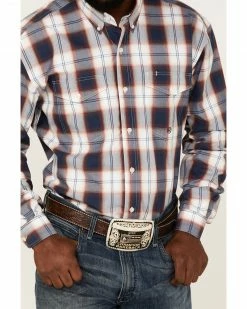 Roper Men's Liberty Bell Large Plaid Long Sleeve Button-Down Western Shirt Blue 9 Roper Men's Liberty Bell Large Plaid Long Sleeve Button-Down Western Shirt Blue -Roper Shop 2000370628 400 P3
