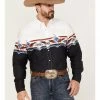 Roper Men's Running Horse Southwestern Border Print Long Sleeve Snap Western Shirt  -Roper Shop 2000370632 001 P1