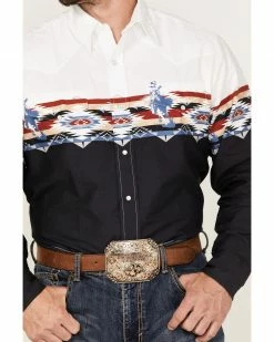 Roper Men's Running Horse Southwestern Border Print Long Sleeve Snap Western Shirt 8 Roper Men's Running Horse Southwestern Border Print Long Sleeve Snap Western Shirt -Roper Shop 2000370632 001 P3