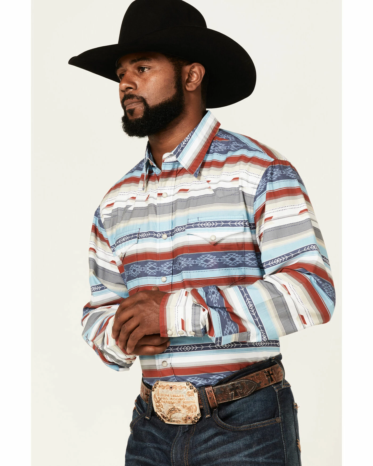 Roper Men's Arrow Horizontal Southwestern Print Long Sleeve Snap Western Shirt 4 Roper Men's Arrow Horizontal Southwestern Print Long Sleeve Snap Western Shirt - Image 2