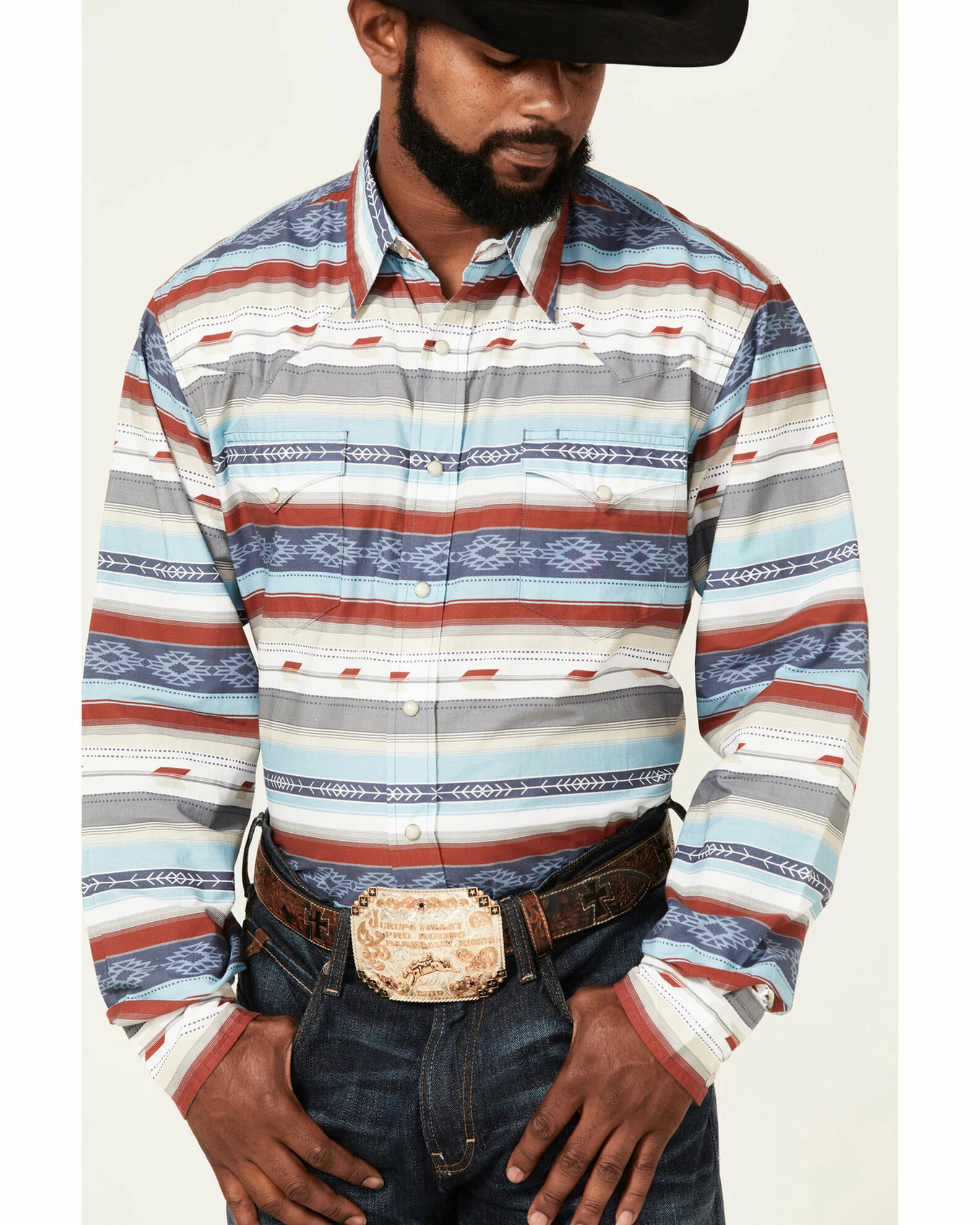 Roper Men's Arrow Horizontal Southwestern Print Long Sleeve Snap Western Shirt 5 Roper Men's Arrow Horizontal Southwestern Print Long Sleeve Snap Western Shirt - Image 3