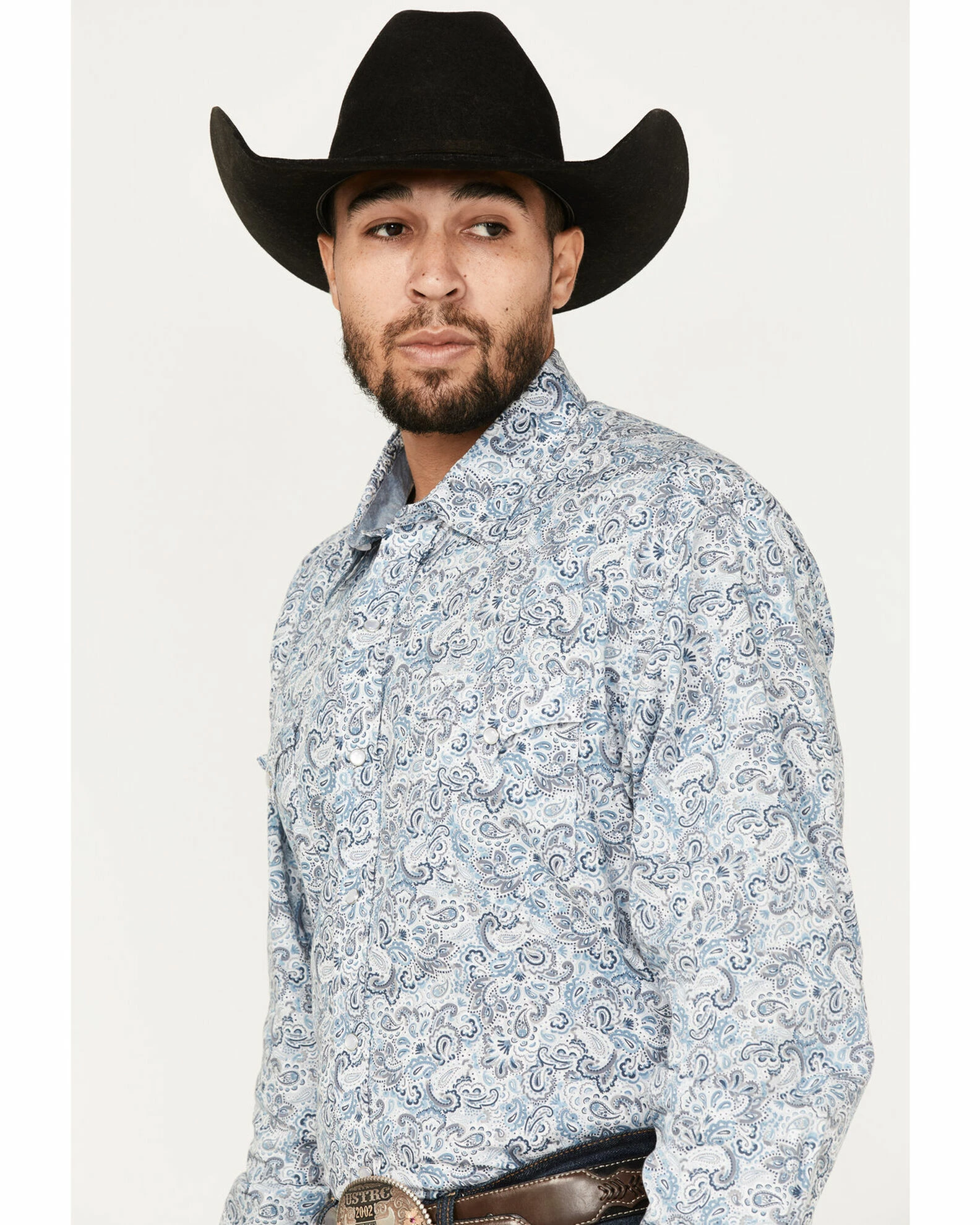 Roper Men's Vintage Paisley Print Snap Western Shirt Blue 4 Roper Men's Vintage Paisley Print Snap Western Shirt Blue - Image 2