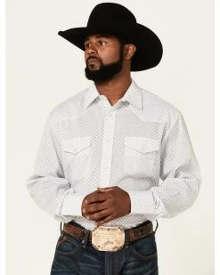 Roper Men's Teardrop Dot Geo Print Long Sleeve Snap Western Shirt  White -Roper Shop 2000370636 100 P1 1