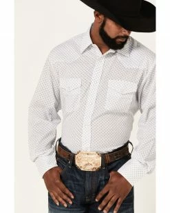 Roper Men's Teardrop Dot Geo Print Long Sleeve Snap Western Shirt  White -Roper Shop 2000370636 100 P3
