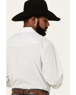 Roper Men's Teardrop Dot Geo Print Long Sleeve Snap Western Shirt  White -Roper Shop 2000370636 100 P4