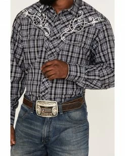 Roper Men's Embroidered Horseshoe Large Plaid Long Sleeve Snap Western Shirt  -Roper Shop 2000370637 020 P3