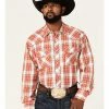 Roper Men's Large Plaid Long Sleeve Snap Western Shirt Orange 1 Roper Men's Large Plaid Long Sleeve Snap Western Shirt Orange -Roper Shop 2000370638 800 P1