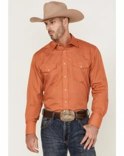 Roper Men's Terracotta Long Sleeve Snap Western Shirt  Orange -Roper Shop 2000370639 800 P1 1