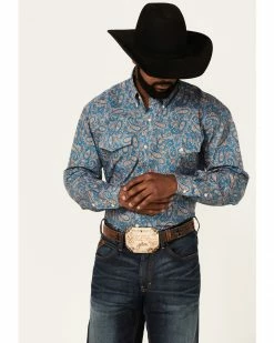 Roper Men's Setting Sun Paisley Print Long Sleeve Western Shirt  Grey -Roper Shop 2000370640 020 P1 1