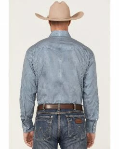 Roper Men's Setting Sun Geo Print Long Sleeve Western Shirt  Blue -Roper Shop 2000370641 400 P4