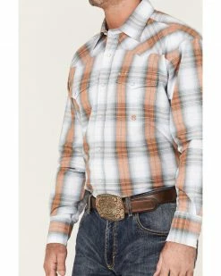 Roper Men's Setting Sun Large Ombre Plaid Long Sleeve Western Shirt  Grey -Roper Shop 2000370642 020 P3