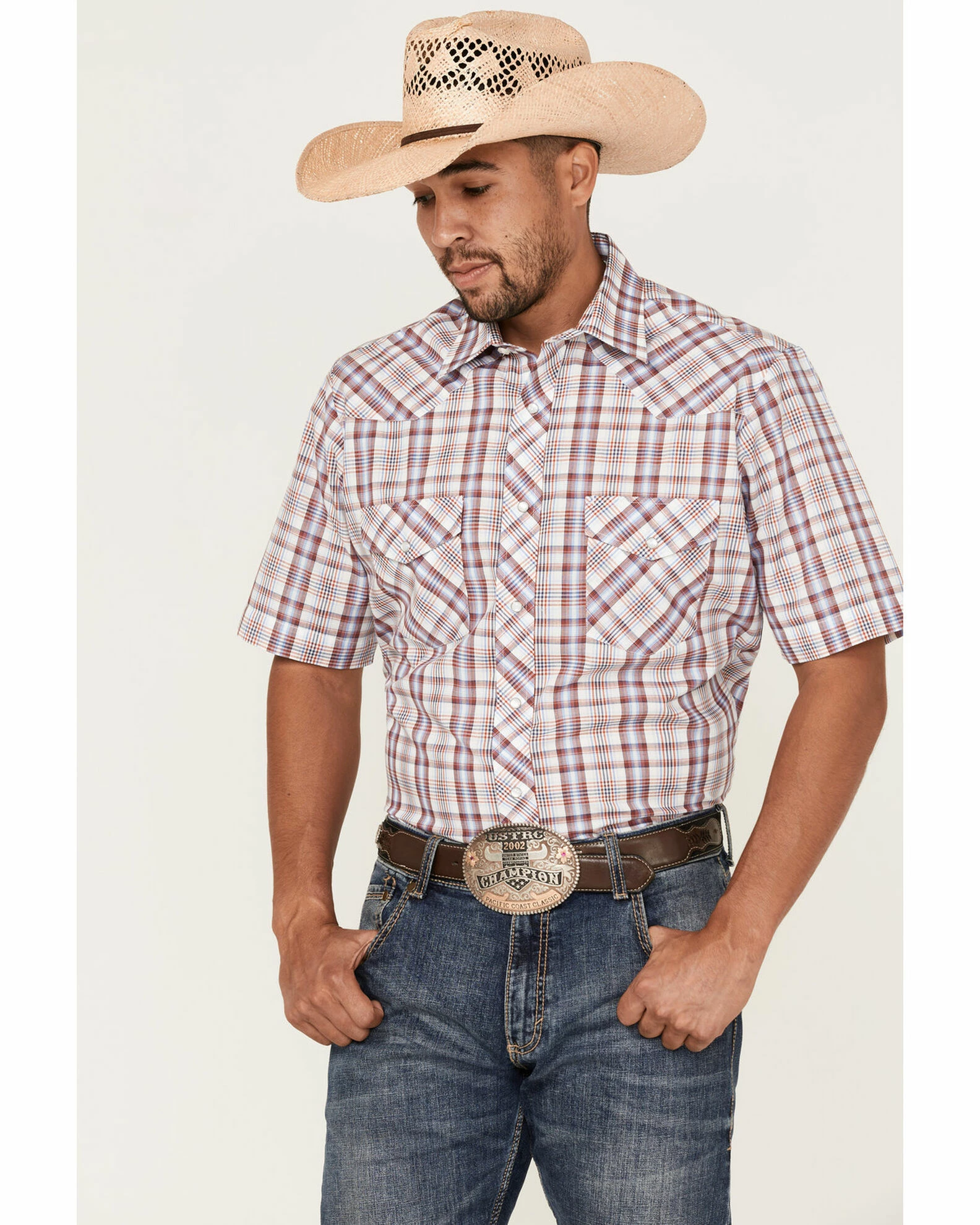 Roper Men's Classic Plaid Short Sleeve Western Shirt 3 Roper Men's Classic Plaid Short Sleeve Western Shirt