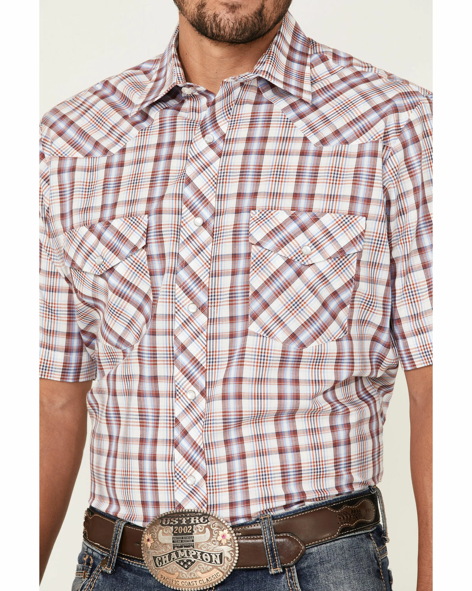 Roper Men's Classic Plaid Short Sleeve Western Shirt 5 Roper Men's Classic Plaid Short Sleeve Western Shirt - Image 3