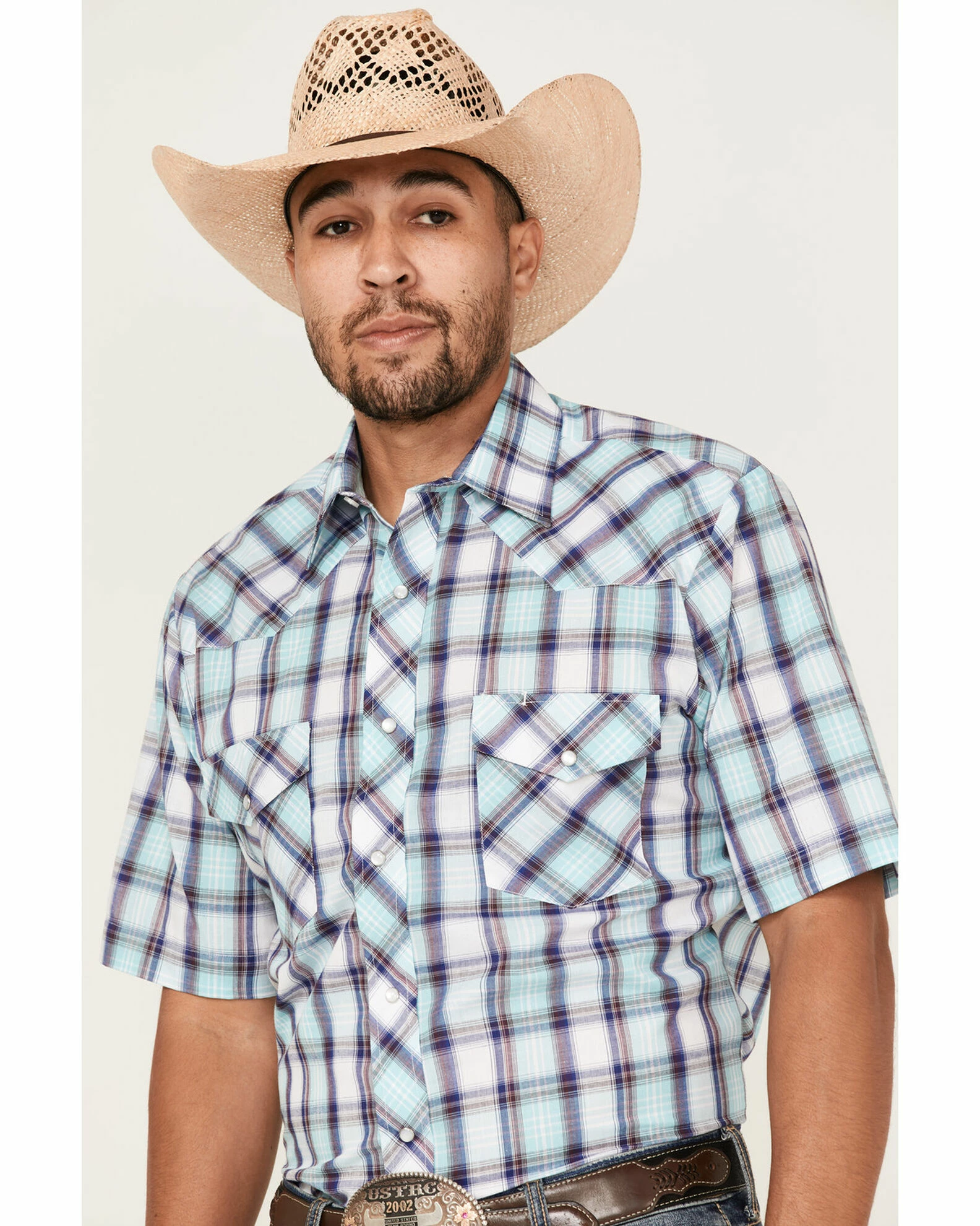 Roper Men's Classic Large Plaid Short Sleeve Snap Western Shirt 4 Roper Men's Classic Large Plaid Short Sleeve Snap Western Shirt - Image 2