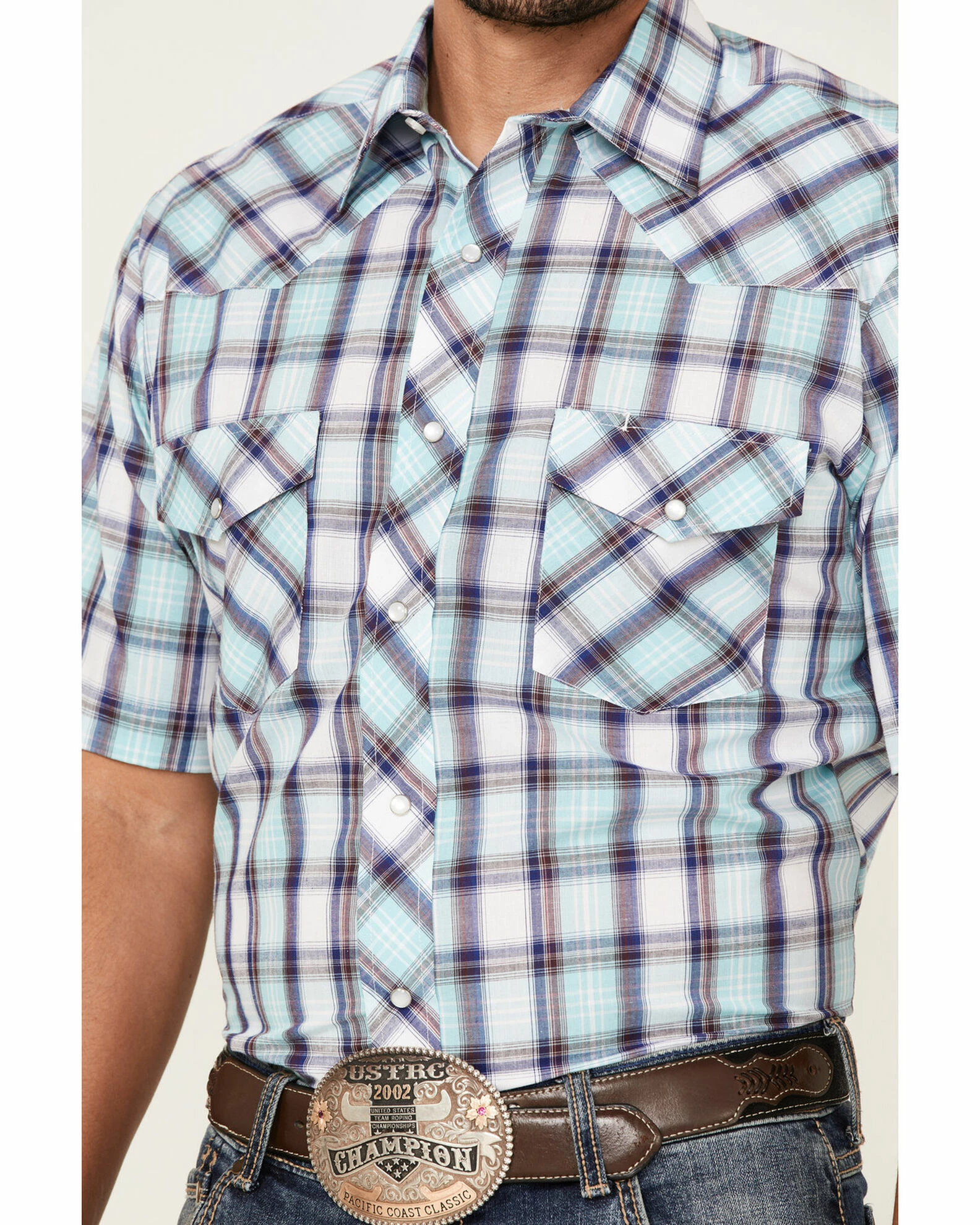 Roper Men's Classic Large Plaid Short Sleeve Snap Western Shirt 5 Roper Men's Classic Large Plaid Short Sleeve Snap Western Shirt - Image 3