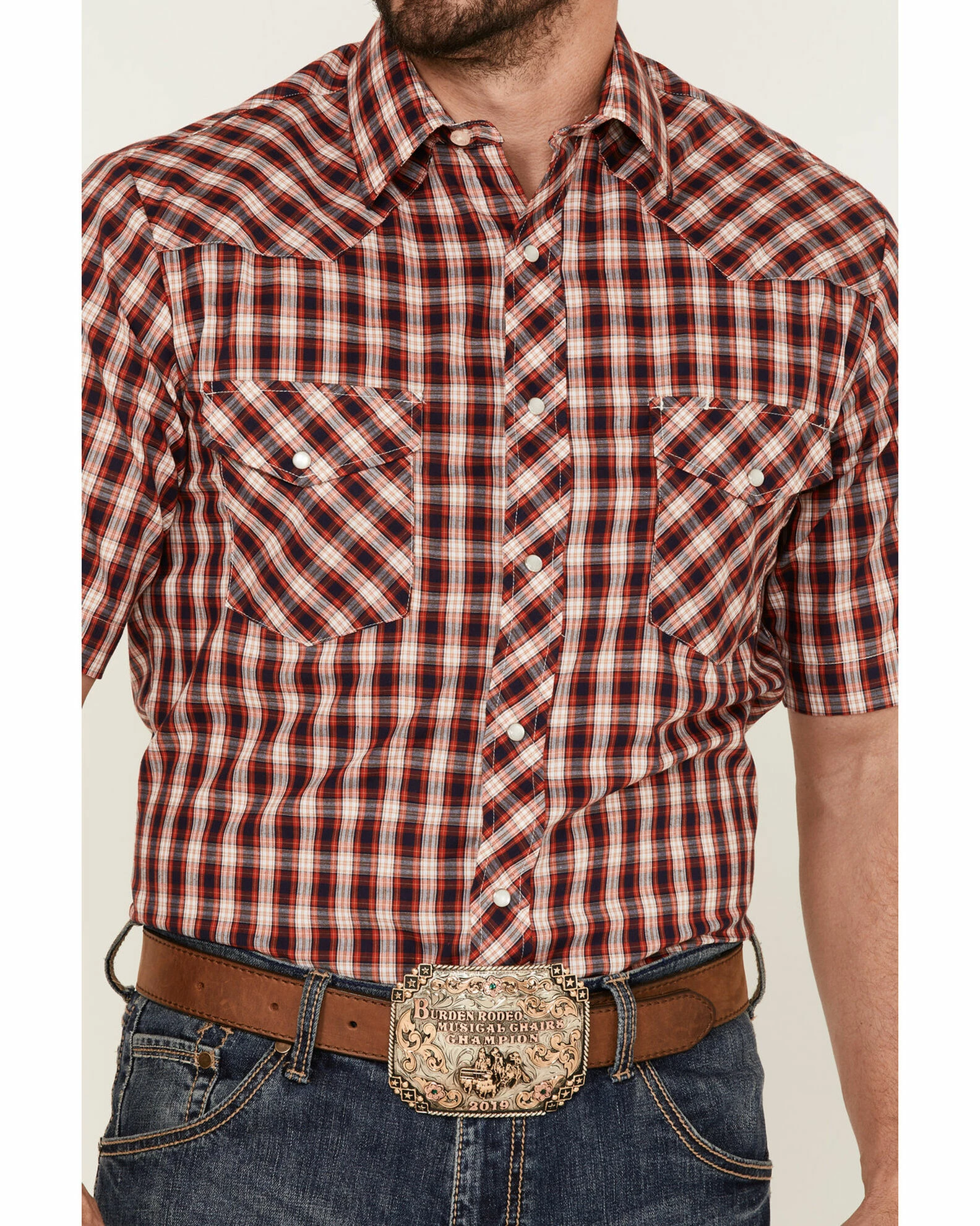 Roper Men's Classic Small Plaid Short Sleeve Western Shirt 5 Roper Men's Classic Small Plaid Short Sleeve Western Shirt - Image 3