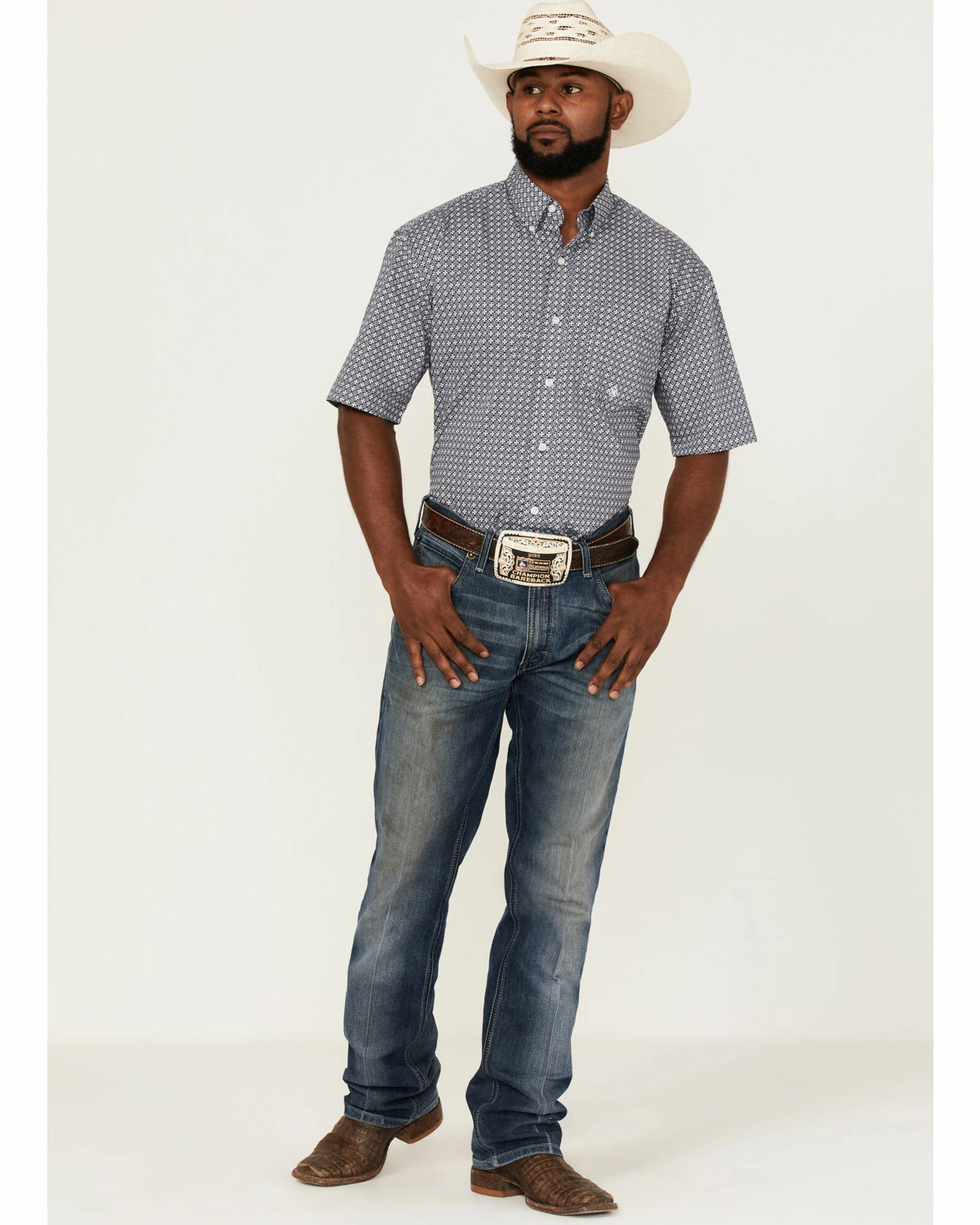 Roper Men's Liberty Bell Foulard Geo Print Short Sleeve Snap Western Shirt 4 Roper Men's Liberty Bell Foulard Geo Print Short Sleeve Snap Western Shirt - Image 2