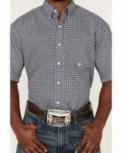 Roper Men's Liberty Bell Foulard Geo Print Short Sleeve Snap Western Shirt 8 Roper Men's Liberty Bell Foulard Geo Print Short Sleeve Snap Western Shirt -Roper Shop 2000370651 410 P3