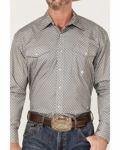 Roper Men's Setting Sun Stretch Diamond Geo Print Long Sleeve Western Shirt Grey 9 Roper Men's Setting Sun Stretch Diamond Geo Print Long Sleeve Western Shirt Grey -Roper Shop 2000370802 020 P3