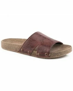 Roper Women's Destiny Floral Embossed SlideĀ Sandal Brown